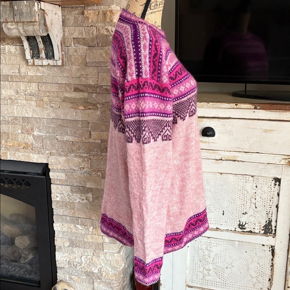 Alpaca Connections Peru alpaca blend purple pink crew neck long sleeve sweater - Picture 8 of 16